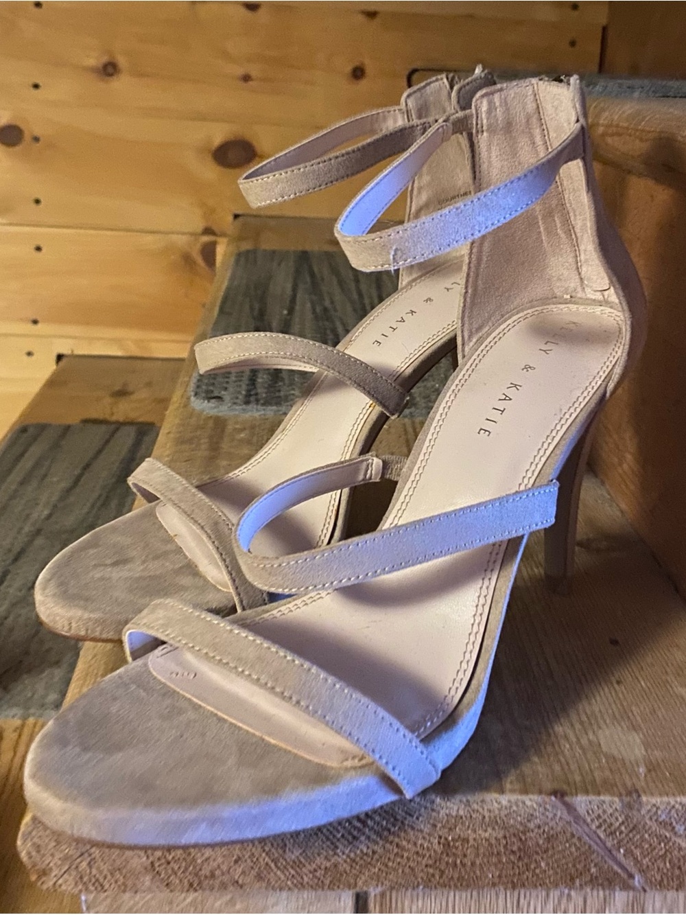 Nude Suede Strappy High Heel Sandals